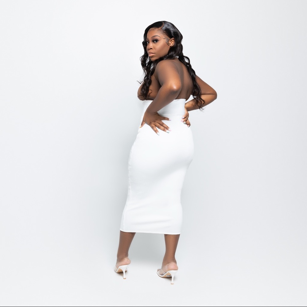 White Halter Top Bandage Maxi Dress - Picture 2 of 2